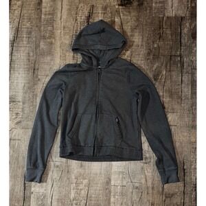 Abercrombie Kids Charcoal Gray Ribbed Full Zip Hoodie Sweatshirt Size 13/14